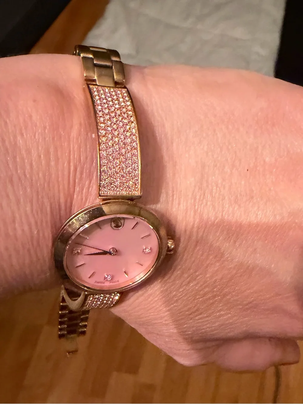 Swarovski Pink Crystal Dial Rose Gold-Tone Ladies Watch Illumina